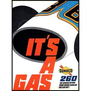 1968 Sunoco 260 It's a Gas Vintage Print Ad Race Car Racing Open Wheel Wall All